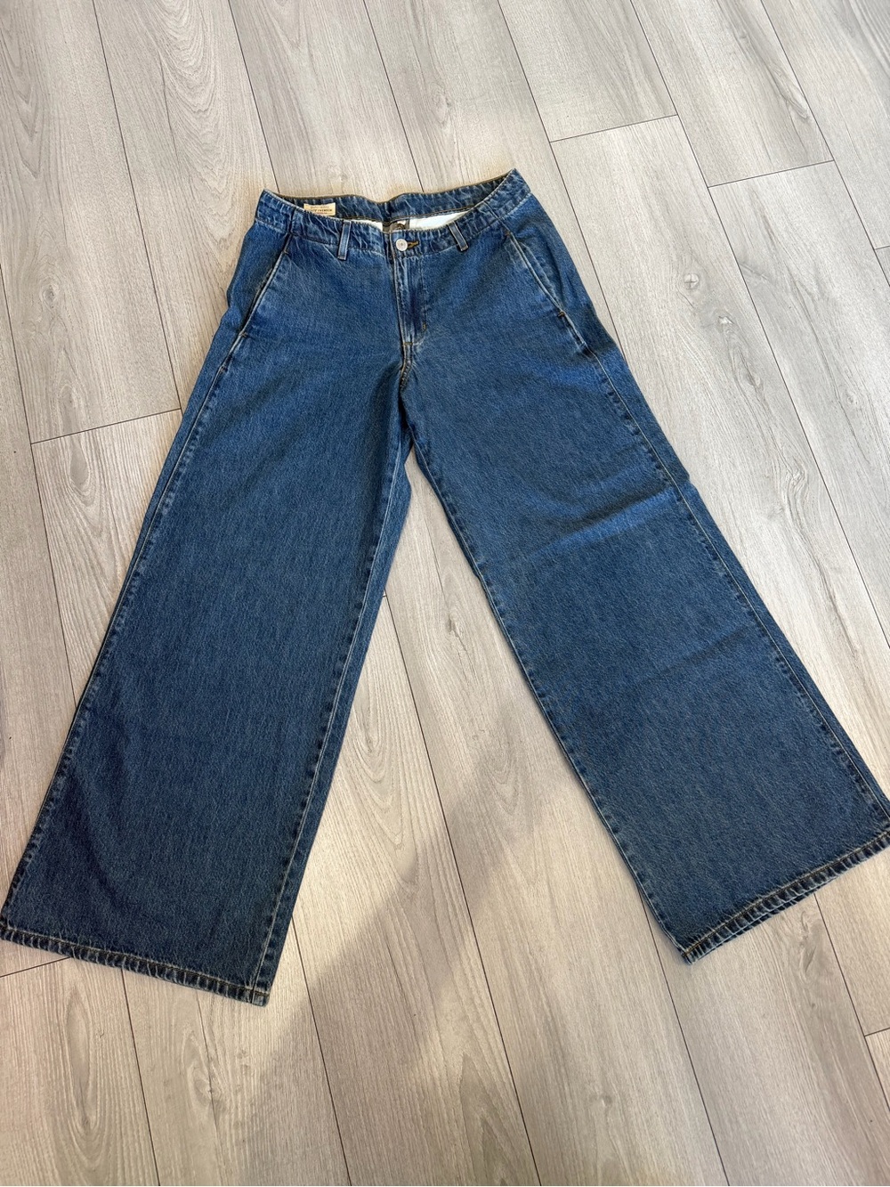 XL chinos a mid rise loose throughg Wide leg Women's Jeans in Dark Blue